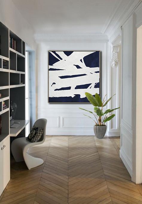 Navy Blue Minimalist Painting #NV301A - Click Image to Close